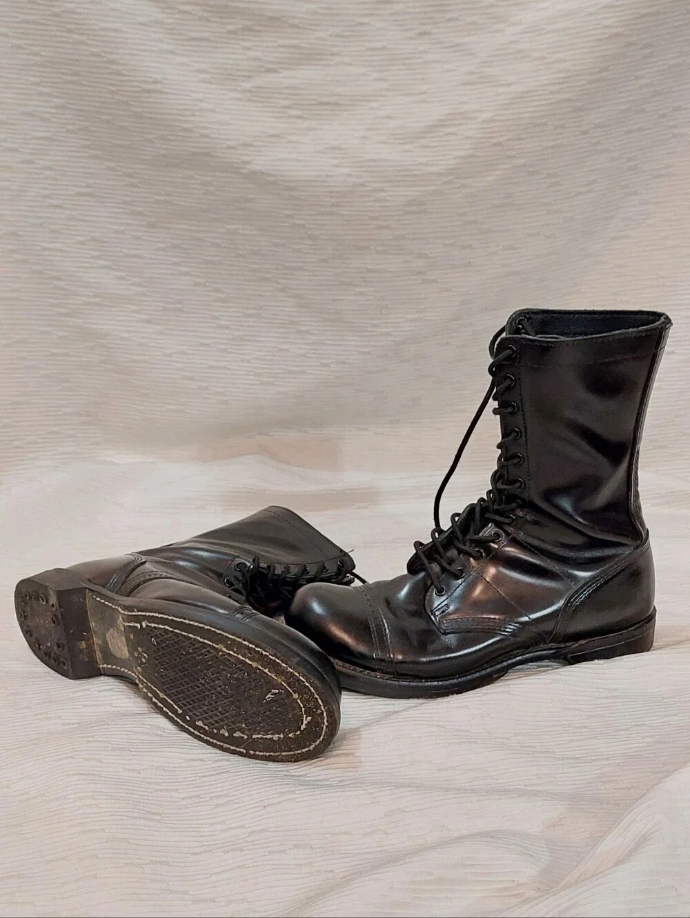 Men's Black Lace-Up Leather Combat Boots